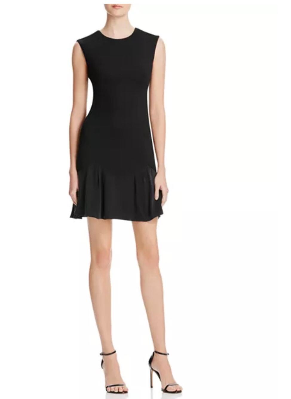 Rebecca Taylor Stacy Sleeveless Fit Flare Mini Dress Flounce Hem Black Size 8